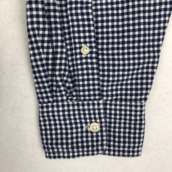 Chaps Men's Size Large Storm Blue White Checkered Long Sleeve Button Down Shirt - Picture 4 of 11